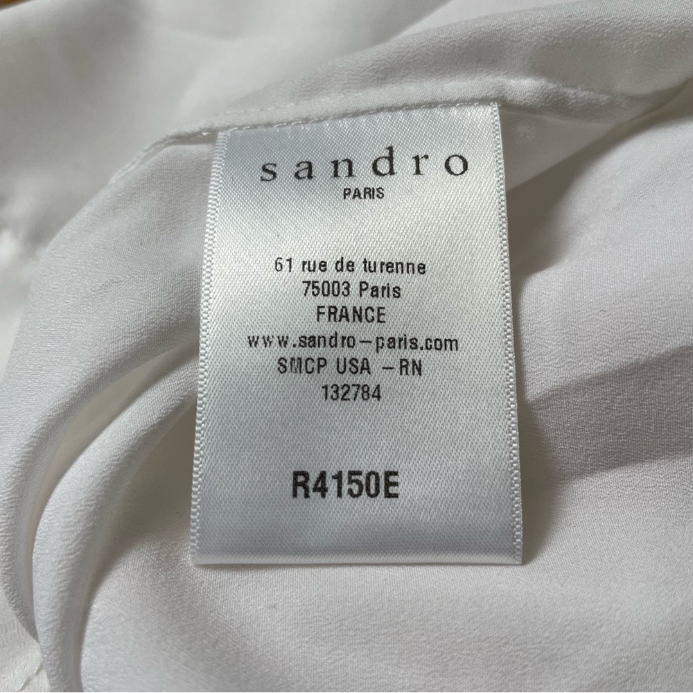 Sandro A Line Sleeveless Red White V Neck Chiffon Mini Tunic Dress EUC Size 1/S - Picture 10 of 12